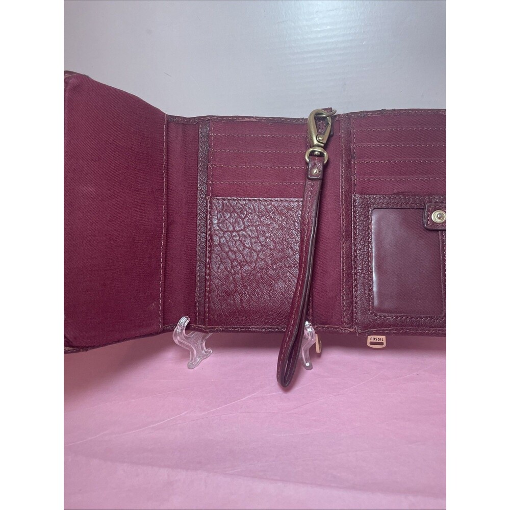 Fossil Women's Burgundy Leather Wristlet Wallet Vtg ID Card Organizer FOSSIL - Picture 8 of 11